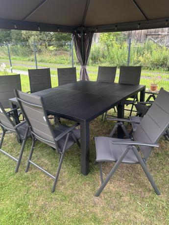 Komplet mebli ogrodowych dla 10 osób KJD10 ze składanymi krzesłami aluminiowymi