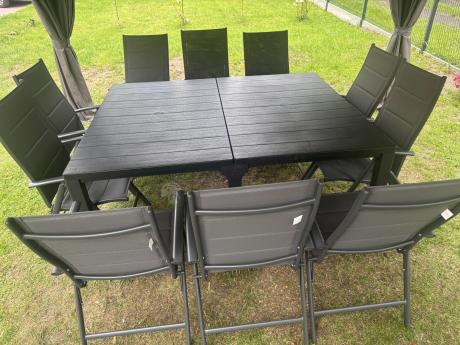 Komplet mebli ogrodowych dla 10 osób KJD10 ze składanymi krzesłami aluminiowymi