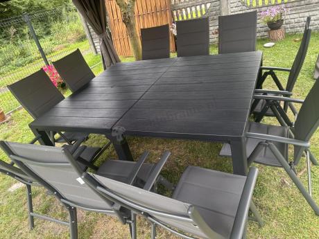 Komplet mebli ogrodowych dla 10 osób KJD10 ze składanymi krzesłami aluminiowymi
