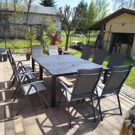 Komplet mebli ogrodowych dla 10 osób KJD10 ze składanymi krzesłami aluminiowymi