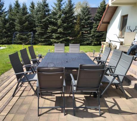 Komplet mebli ogrodowych dla 10 osób KJD10 ze składanymi krzesłami aluminiowymi