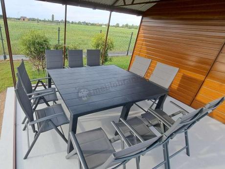 Komplet mebli ogrodowych dla 10 osób KJD10 ze składanymi krzesłami aluminiowymi