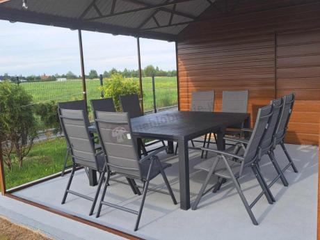 Komplet mebli ogrodowych dla 10 osób KJD10 ze składanymi krzesłami aluminiowymi