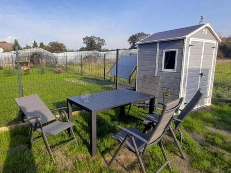 Komplet mebli ogrodowych dla 10 osób KJD10 ze składanymi krzesłami aluminiowymi