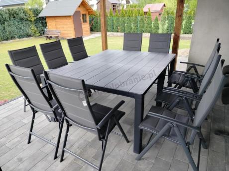 Komplet mebli ogrodowych dla 10 osób KJD10 ze składanymi krzesłami aluminiowymi
