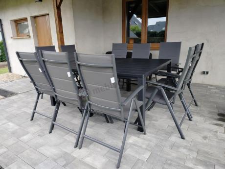 Komplet mebli ogrodowych dla 10 osób KJD10 ze składanymi krzesłami aluminiowymi