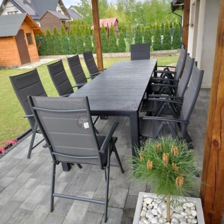 Komplet mebli ogrodowych dla 10 osób KJD10 ze składanymi krzesłami aluminiowymi