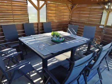 Komplet mebli ogrodowych dla 10 osób KJD10 ze składanymi krzesłami aluminiowymi