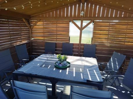 Komplet mebli ogrodowych dla 10 osób KJD10 ze składanymi krzesłami aluminiowymi