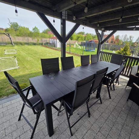 Komplet mebli ogrodowych dla 10 osób KJD10 ze składanymi krzesłami aluminiowymi