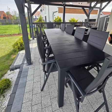 Komplet mebli ogrodowych dla 10 osób KJD10 ze składanymi krzesłami aluminiowymi