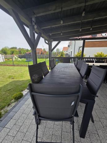 Komplet mebli ogrodowych dla 10 osób KJD10 ze składanymi krzesłami aluminiowymi