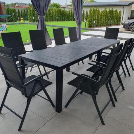 Komplet mebli ogrodowych dla 10 osób KJD10 ze składanymi krzesłami aluminiowymi