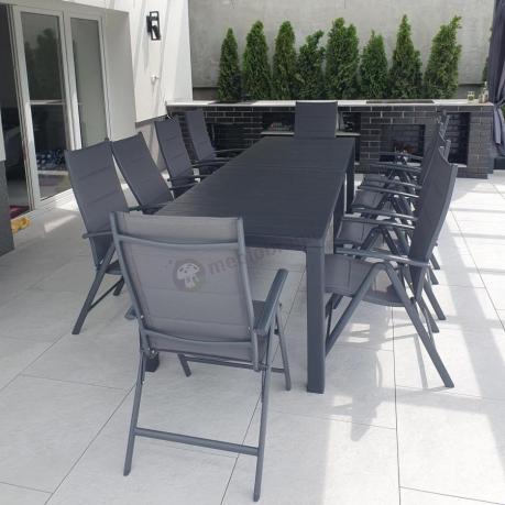 Komplet mebli ogrodowych dla 10 osób KJD10 ze składanymi krzesłami aluminiowymi