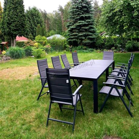 Komplet mebli ogrodowych dla 10 osób KJD10 ze składanymi krzesłami aluminiowymi