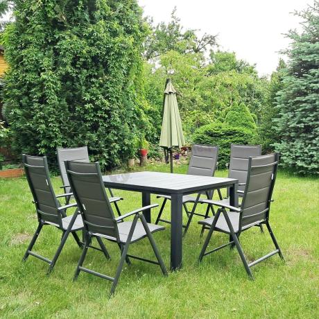 Komplet mebli ogrodowych dla 10 osób KJD10 ze składanymi krzesłami aluminiowymi