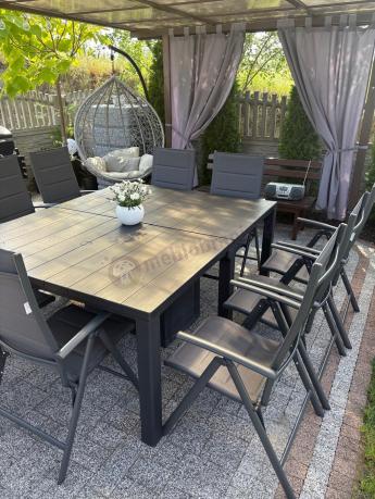Komplet mebli ogrodowych dla 10 osób KJD10 ze składanymi krzesłami aluminiowymi