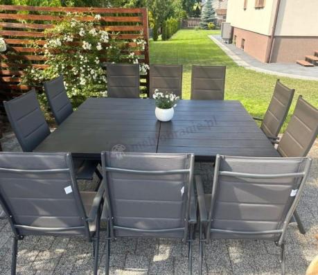 Komplet mebli ogrodowych dla 10 osób KJD10 ze składanymi krzesłami aluminiowymi
