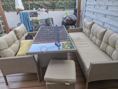 Komplet mebli ogrodowych technorattan dla 7 osób Perata Dining Natural