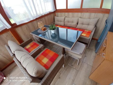 Komplet mebli ogrodowych technorattan dla 7 osób Perata Dining Natural