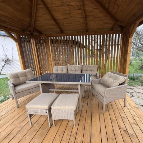 Komplet mebli ogrodowych technorattan dla 7 osób Perata Dining Natural