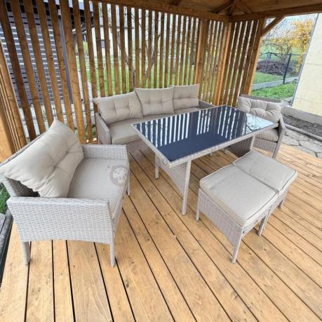 Komplet mebli ogrodowych technorattan dla 7 osób Perata Dining Natural