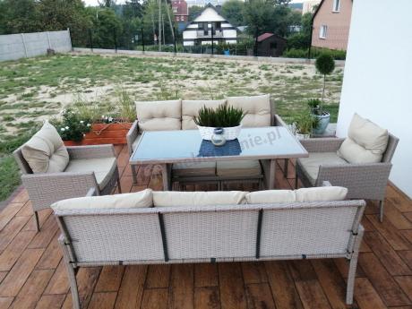 Komplet mebli ogrodowych technorattan dla 7 osób Perata Dining Natural