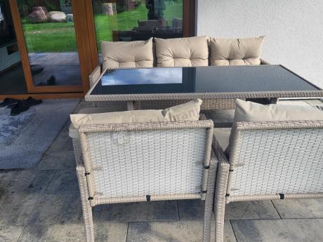Komplet mebli ogrodowych technorattan dla 7 osób Perata Dining Natural