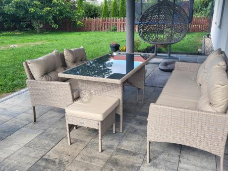 Komplet mebli ogrodowych technorattan dla 7 osób Perata Dining Natural