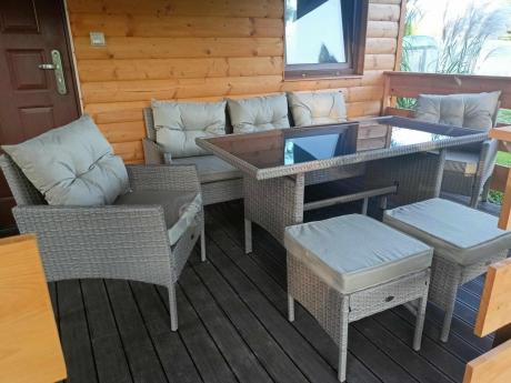 Komplet mebli ogrodowych technorattan dla 7 osób Perata Dining Natural