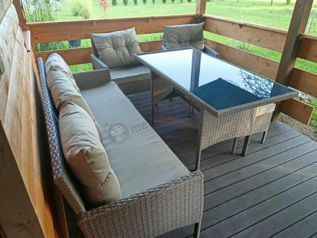 Komplet mebli ogrodowych technorattan dla 7 osób Perata Dining Natural