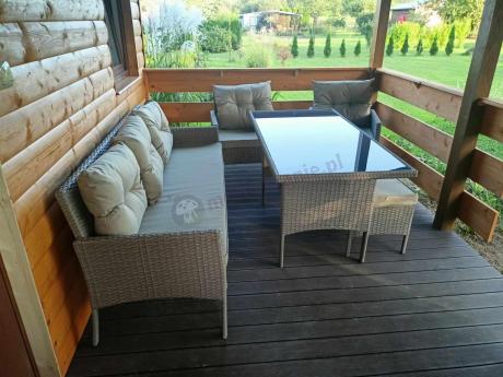 Komplet mebli ogrodowych technorattan dla 7 osób Perata Dining Natural