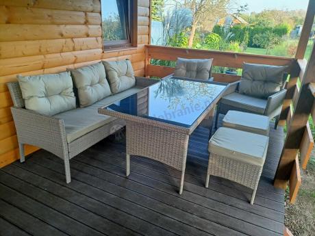 Komplet mebli ogrodowych technorattan dla 7 osób Perata Dining Natural