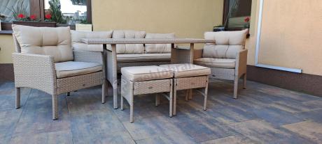 Komplet mebli ogrodowych technorattan dla 7 osób Perata Dining Natural