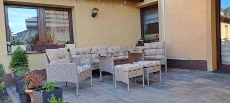 Komplet mebli ogrodowych technorattan dla 7 osób Perata Dining Natural