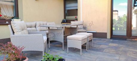 Komplet mebli ogrodowych technorattan dla 7 osób Perata Dining Natural