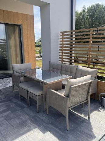 Komplet mebli ogrodowych technorattan dla 7 osób Perata Dining Natural