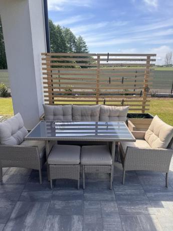 Komplet mebli ogrodowych technorattan dla 7 osób Perata Dining Natural