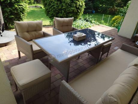 Komplet mebli ogrodowych technorattan dla 7 osób Perata Dining Natural