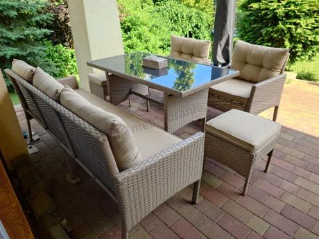 Komplet mebli ogrodowych technorattan dla 7 osób Perata Dining Natural