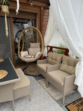 Komplet mebli ogrodowych technorattan dla 7 osób Perata Dining Natural