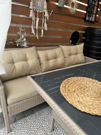 Komplet mebli ogrodowych technorattan dla 7 osób Perata Dining Natural