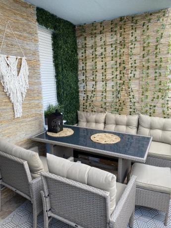 Komplet mebli ogrodowych technorattan dla 7 osób Perata Dining Natural