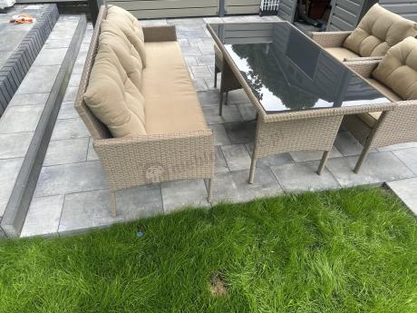 Komplet mebli ogrodowych technorattan dla 7 osób Perata Dining Natural