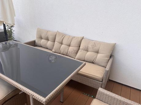 Komplet mebli ogrodowych technorattan dla 7 osób Perata Dining Natural