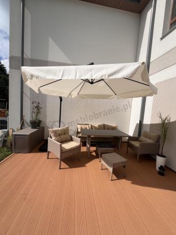 Komplet mebli ogrodowych technorattan dla 7 osób Perata Dining Natural