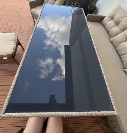 Komplet mebli ogrodowych technorattan dla 7 osób Perata Dining Natural