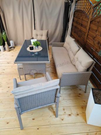 Komplet mebli ogrodowych technorattan dla 7 osób Perata Dining Natural