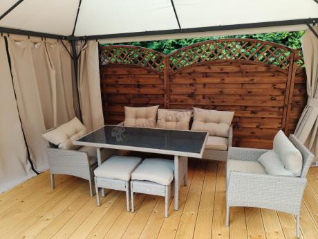 Komplet mebli ogrodowych technorattan dla 7 osób Perata Dining Natural