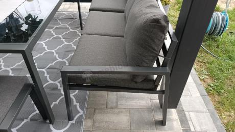 Komplet mebli ogrodowych z narożnikiem i wysokim stołem 160cm, fotelami i pufami Sodor Corner XL - Dark Grey